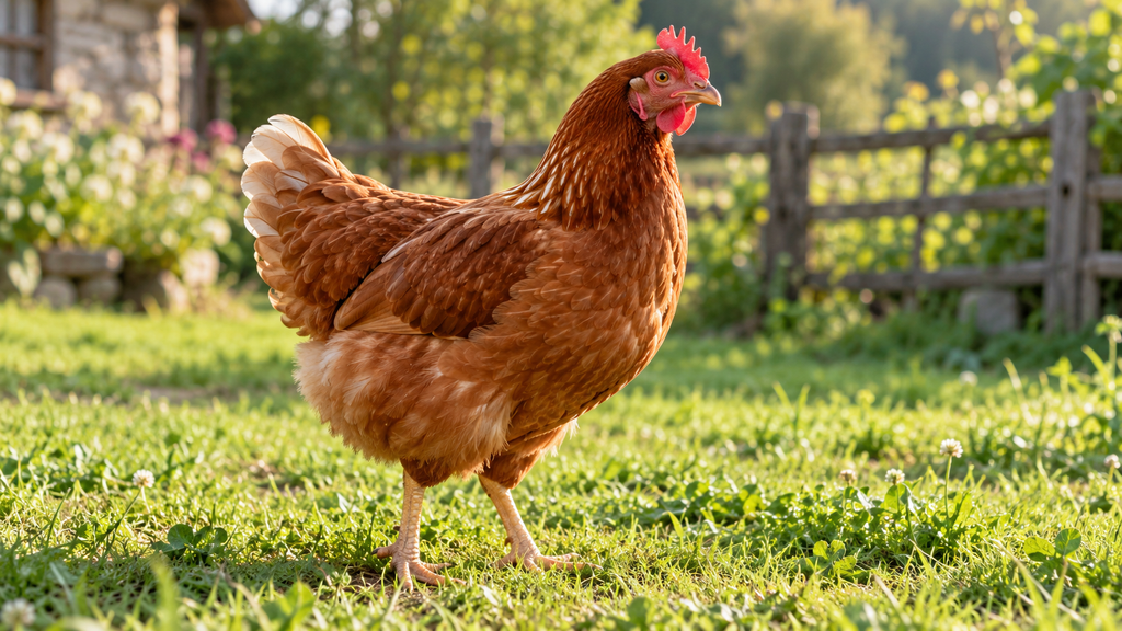 Sunlit Farmyard Hen